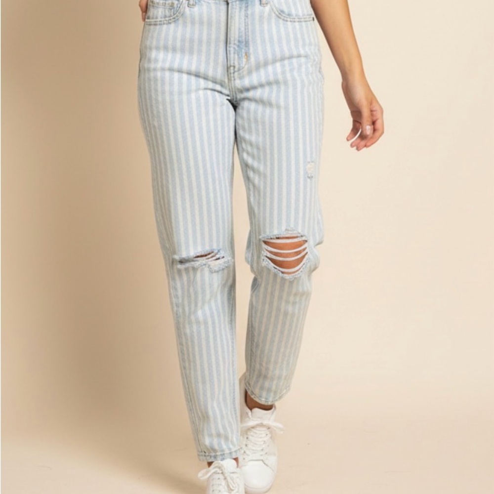 American Eagle Outfitters Blue and White Striped Jeans